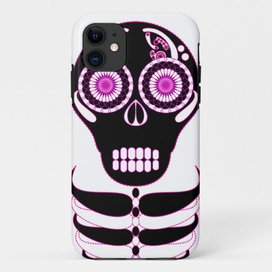Fuschia Fiesta Skull White Case-Mate iPhone Case (Achterkant)