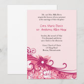 Fuschia Floral Huwelijksuitnodiging Kaart (Voorkant / Achterkant)