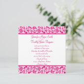 Fuschia floral stylish whimsy trouwuitnodiging kaart (Staand voorkant)