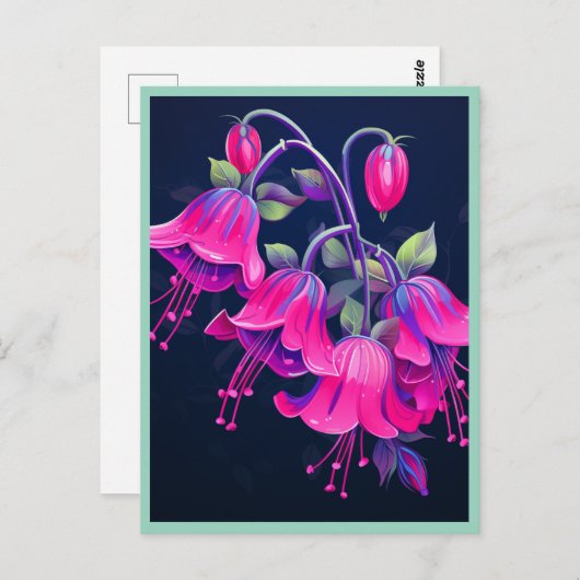 FUSCHIA FLOWERS #1 BRIEFKAART (Voorkant / Achterkant)