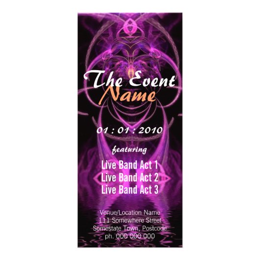 Fuschia Fractal Event Flyer Reclamekaart (Voorkant)