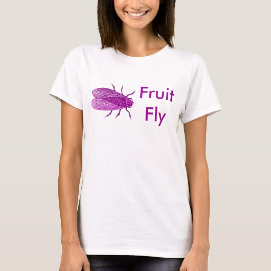 Fuschia Fruit Fly T-Shirt Antiek Fly Engraving (Voorkant)