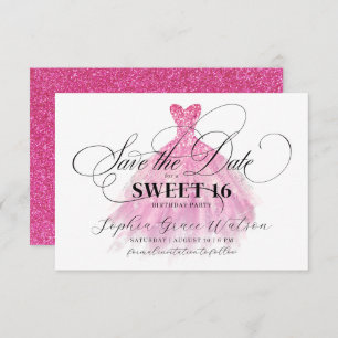 Fuschia Glitter Elegante Jurk Sweet 16 Verjaardag Save The Date