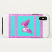 Fuschia Holographic Butterfly iPhone X Hoesje (Achterkant (horizontaal))