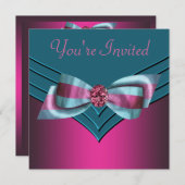 Fuschia Hot Pink Blauwgroen Blauw All Occasion Par Kaart (Voorkant / Achterkant)