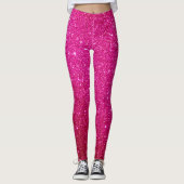 Fuschia Hot Pink Glitter en Glam Leggings (Voorkant)