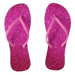 Fuschia Hot Pink Glitter en Glam Teenslippers