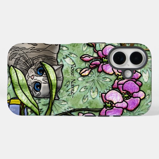 Fuschia & Kat (gepersonaliseerd) Case-Mate iPhone Case (Achterkant (horizontaal))