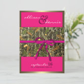 Fuschia Lavish Camo Wedding Invitations Kaart (Staand voorkant)