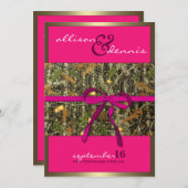 Fuschia Lavish Camo Wedding Invitations Kaart (Voorkant / Achterkant)