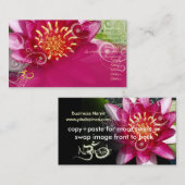 Fuschia lotus + parelmoerassen visitekaartje (Voorkant / Achterkant)