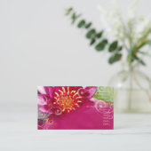 Fuschia lotus + parelmoerassen visitekaartje (Staand voorkant)