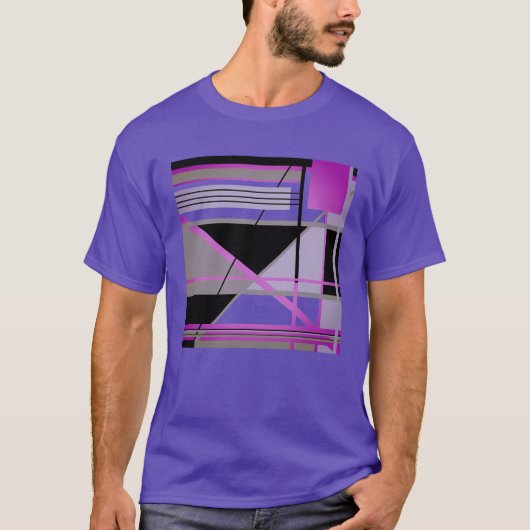 Fuschia Olive Lila zwarte geometrische Abstracte k T-shirt (Voorkant)