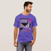 Fuschia Olive Lila zwarte geometrische Abstracte k T-shirt (Voorkant volledig)