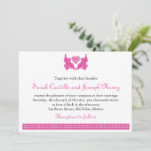 Fuschia Papel Picado Tortelduifjes Weddenschap Kaart (Staand voorkant)