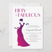 Fuschia Pink Elegant 50 en Fabulous Birthday Kaart (Voorkant)