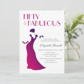 Fuschia Pink Elegant 50 en Fabulous Birthday Kaart (Staand voorkant)