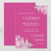 Fuschia Pink en White Floral Wedding Invitations Kaart (Voorkant / Achterkant)