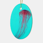 Fuschia Pink Jellyfish on Aqua Blue Green Keramisch Ornament (Links)