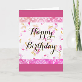Fuschia Pink Rose Happy Birthday Wenskaart Kaart