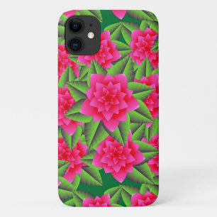 Fuschia Roze Camellias en Groene Bladeren iPhone 11 Hoesje