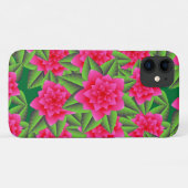 Fuschia Roze Camellias en Groene Bladeren Case-Mate iPhone Case (Achterkant (horizontaal))