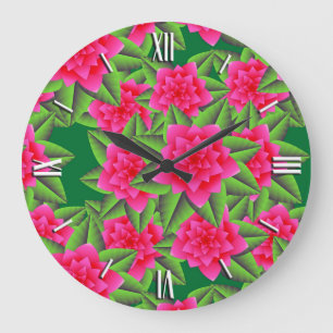 Fuschia Roze Camellias en Groene Bladeren Grote Klok