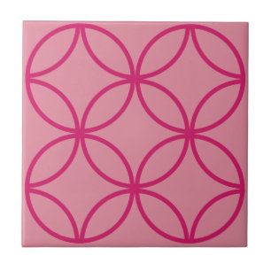 Fuschia roze cirkelbloem herhaalt roze patroon tegeltje