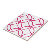 Fuschia roze cirkelbloem herhalingspatroon wit tegeltje (Zijkant)