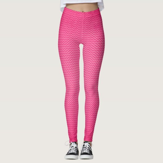 Fuschia roze gepatterde actieve kleding leggings (Voorkant)