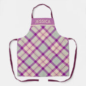 Fuschia Schotse Tartan Plaid Patroon Gepersonalise Schort (Voorkant)