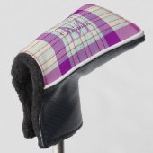 Fuschia Scottish Tartan Pset Pattern Gepersonalise Golfheadcover (3/4 voorkant)