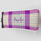 Fuschia Scottish Tartan Pset Pattern Gepersonalise Golfheadcover (Voorkant)