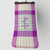 Fuschia Scottish Tartan Pset Pattern Gepersonalise Golfheadcover (Draai 90)