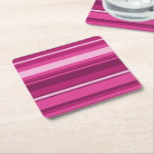 Fuschia strepen kartonnen onderzetters (Schuin)