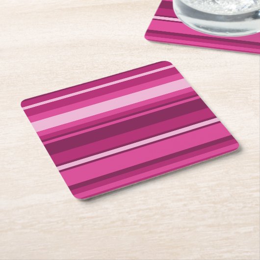 Fuschia strepen kartonnen onderzetters (Schuin)