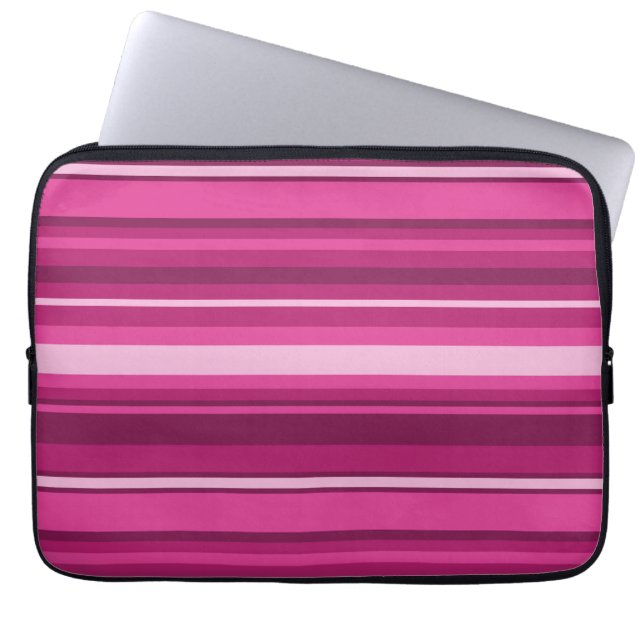 Fuschia strepen laptop sleeve (Voorkant)