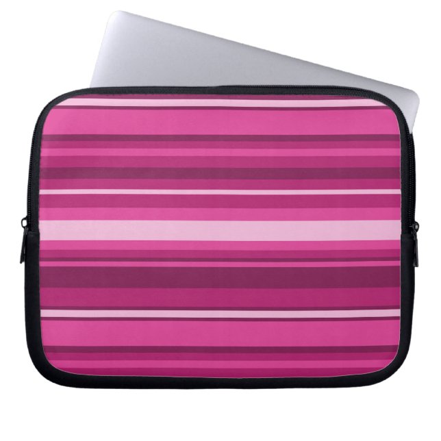 Fuschia strepen laptop sleeve (Voorkant)