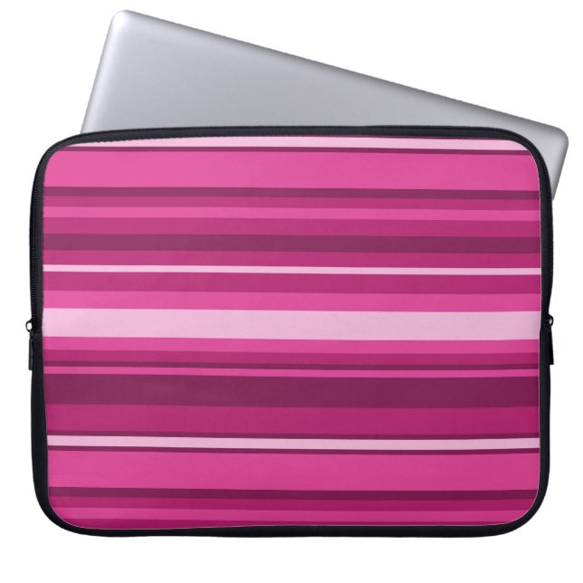 Fuschia strepen laptop sleeve (Voorkant)