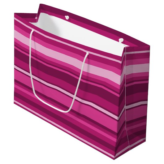 Fuschia strepen large cadeautasje (Voorkant Gekanteld)
