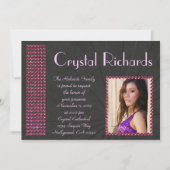 Fuscia Bling Uitnodiging (Voorkant)