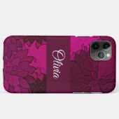 Fuscia Floral Name Pink Elegant Case-Mate iPhone Case (Achterkant (horizontaal))
