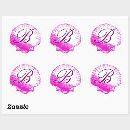 Fuscia Monogrammed Zee Shell Sticker (Vel)