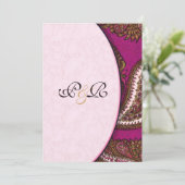 Fuscia Paisley Wedding Invitation Kaart (Staand voorkant)