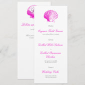 Fuscia Roze Schelp Trouwreceptie Diner Menu Kaart (Voorkant / Achterkant)