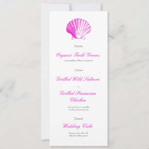 Fuscia Roze Schelp Trouwreceptie Diner Menu Kaart
