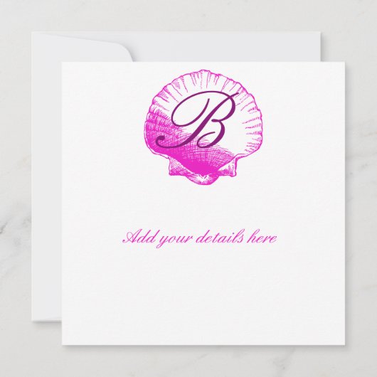 Fuscia Shell Beach Wedding Invitations Kaart (Achterkant)