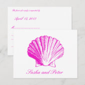 Fuscia Shell Beach Wedding RSVP Briefkaart (Voorkant / Achterkant)