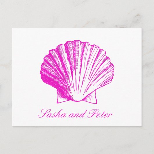 Fuscia Shell Beach Wedding RSVP Briefkaart (Voorkant)