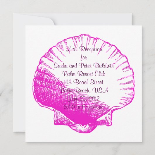 Fuscia Zee Shell Luau Reception Invitation Kaart (Achterkant)